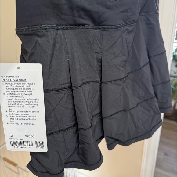 Lululemon Black Pace Rival Skirt NWT - Picture 1 of 4